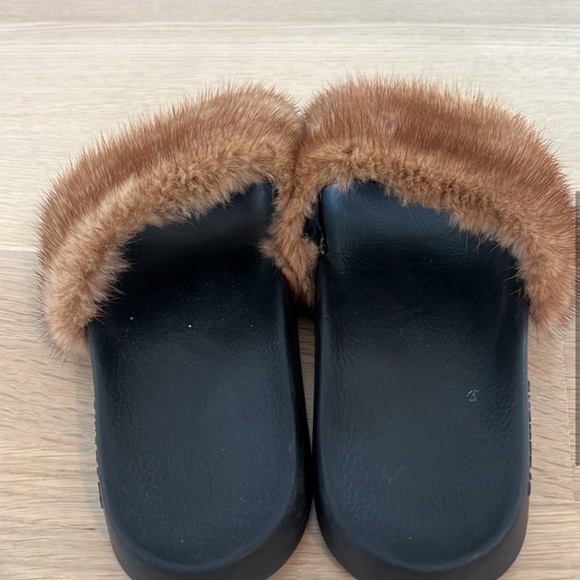 Givenchy Brown and Black Slippers with mink fur Strap - Picture 3 of 6